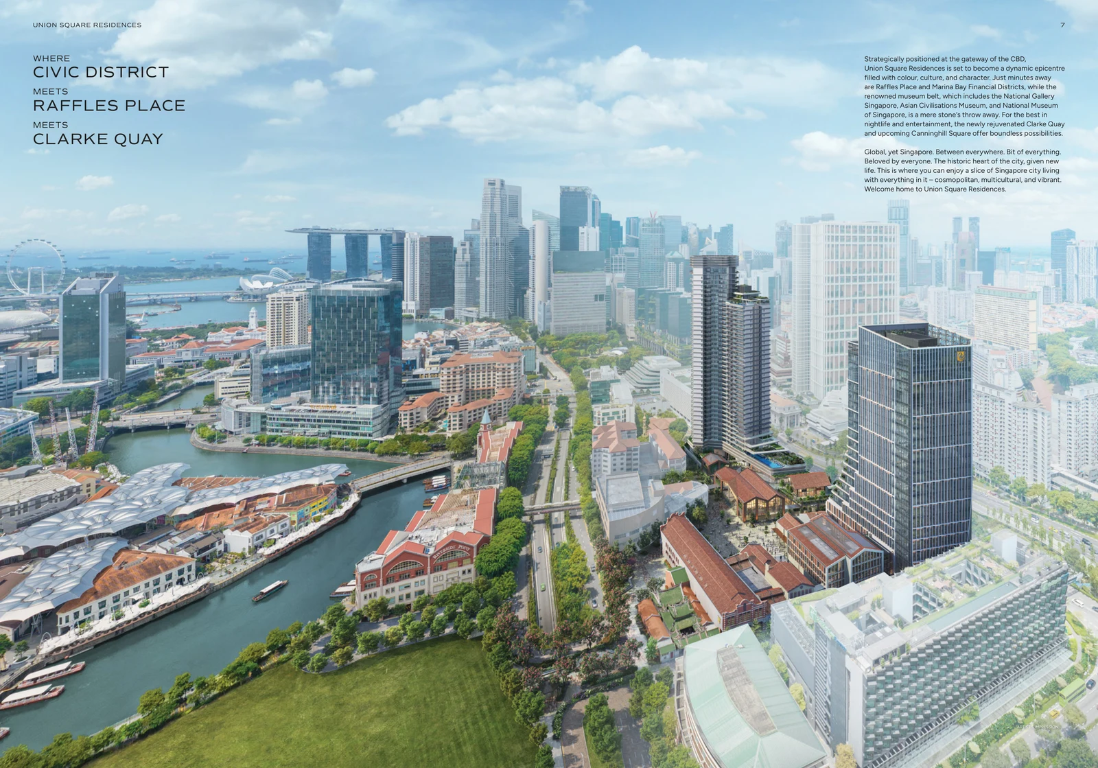 Union Square Residences daytime aerial – CBD Singapore River Clarke Quay