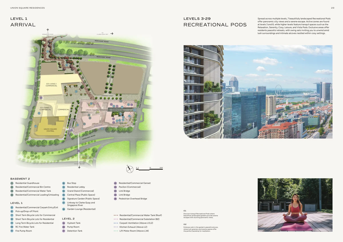 Union Square Residences Level 1 site plan and recreational pods