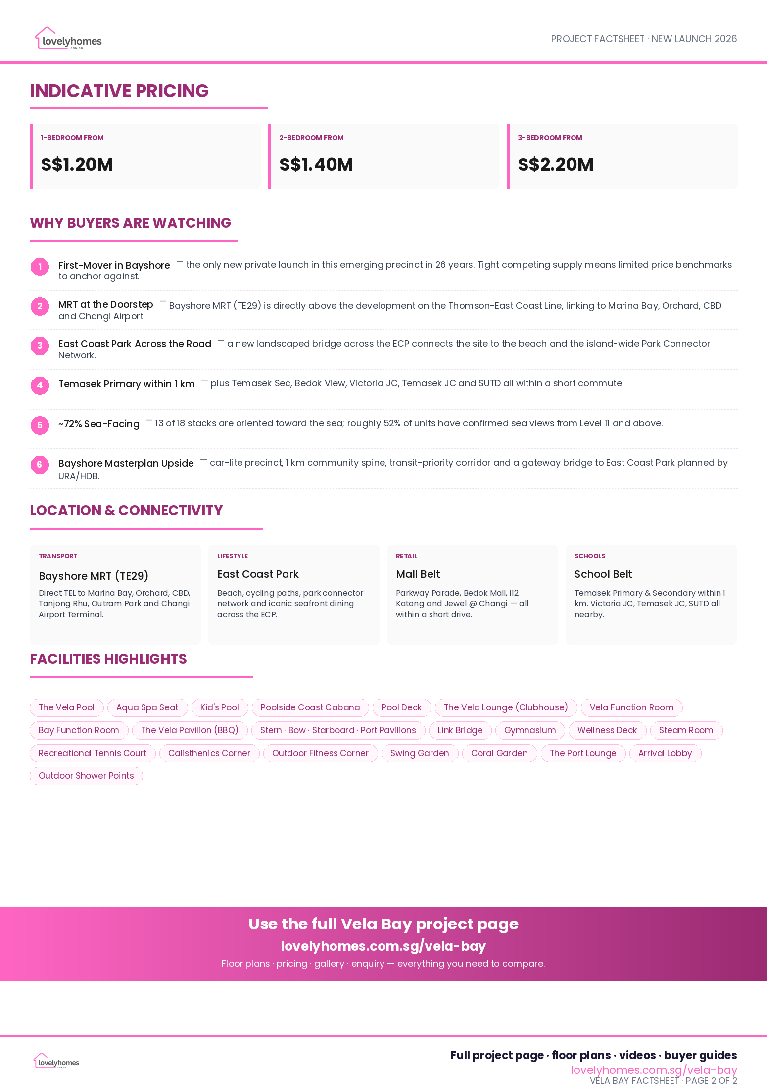 Vela Bay factsheet page 2