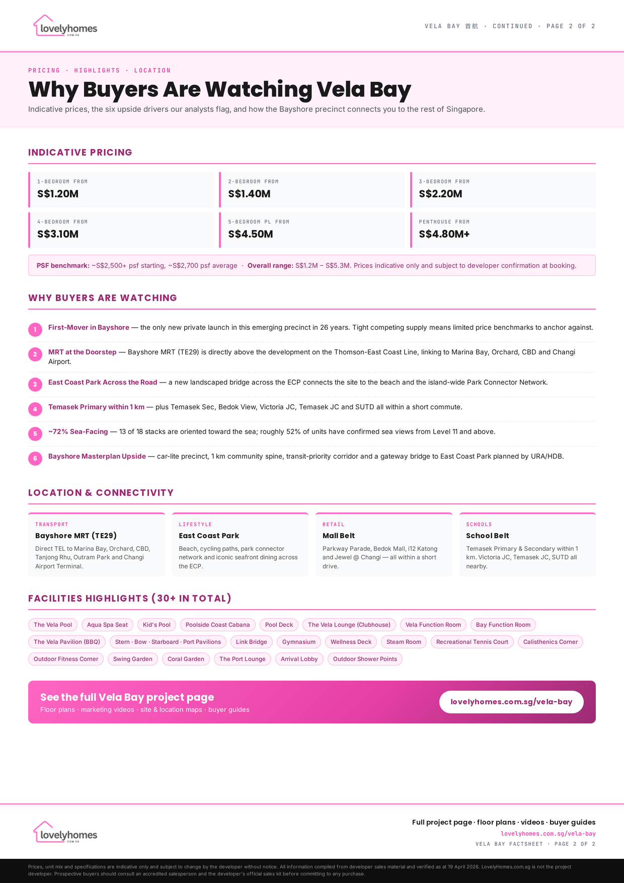 Vela Bay factsheet page 2