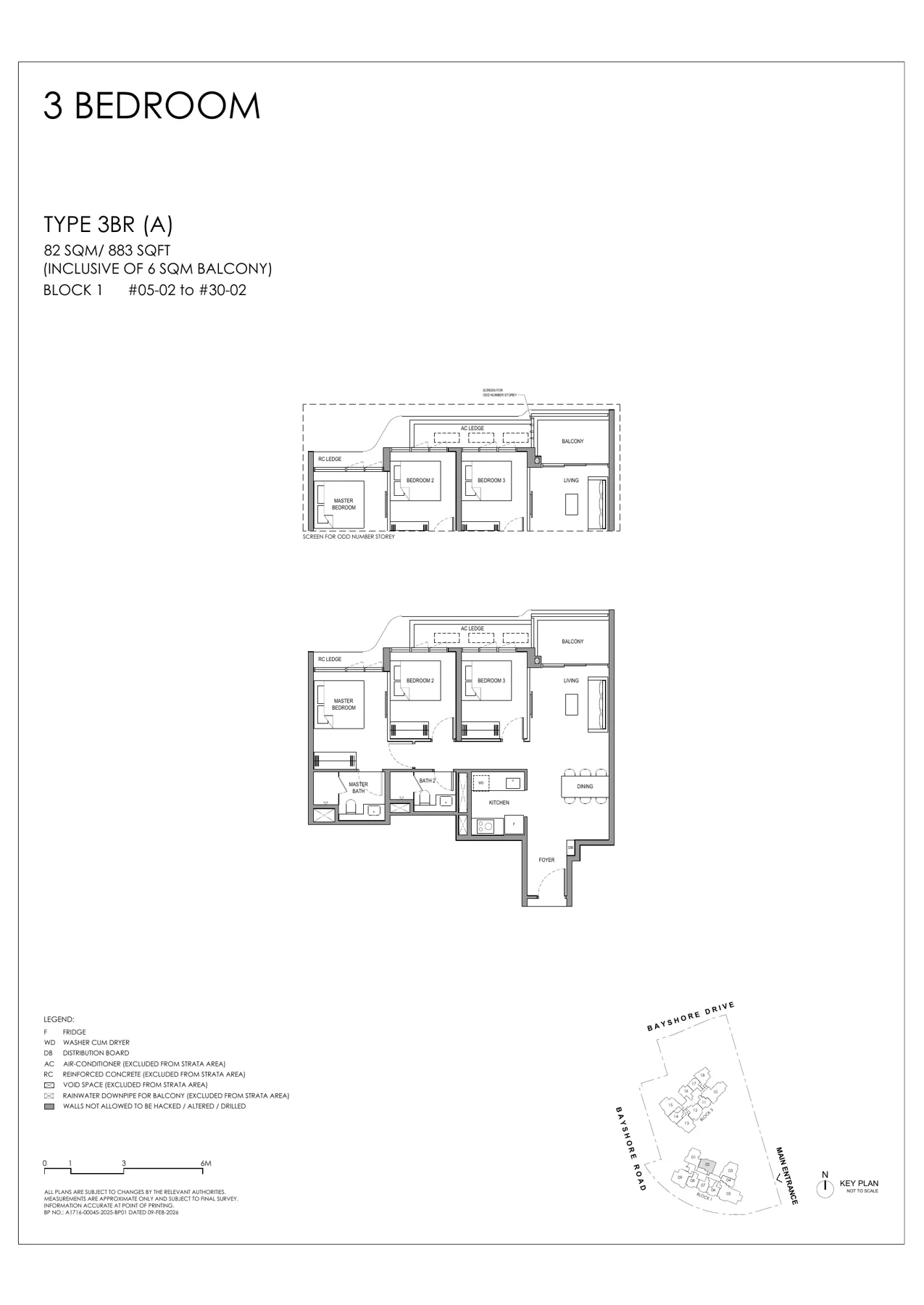 Vela Bay 3 Bedroom Type 3BR(A) floor plan