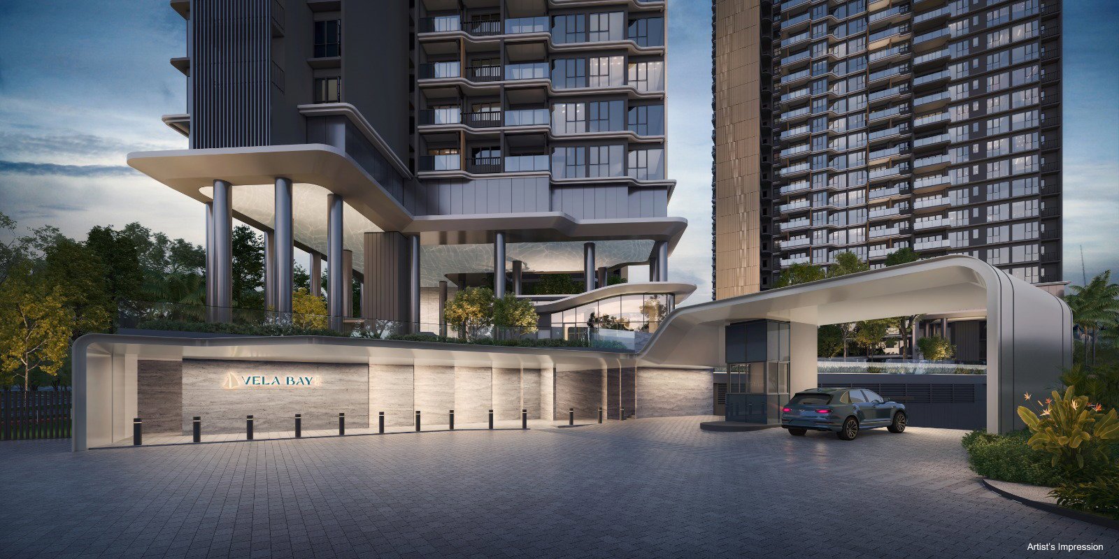 Vela Bay landscaped gardens with sea views