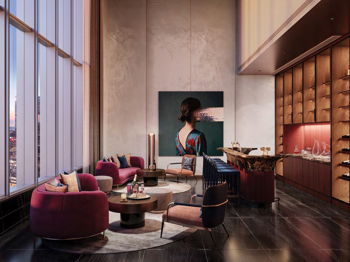 W Residences Marina View lounge artist impression