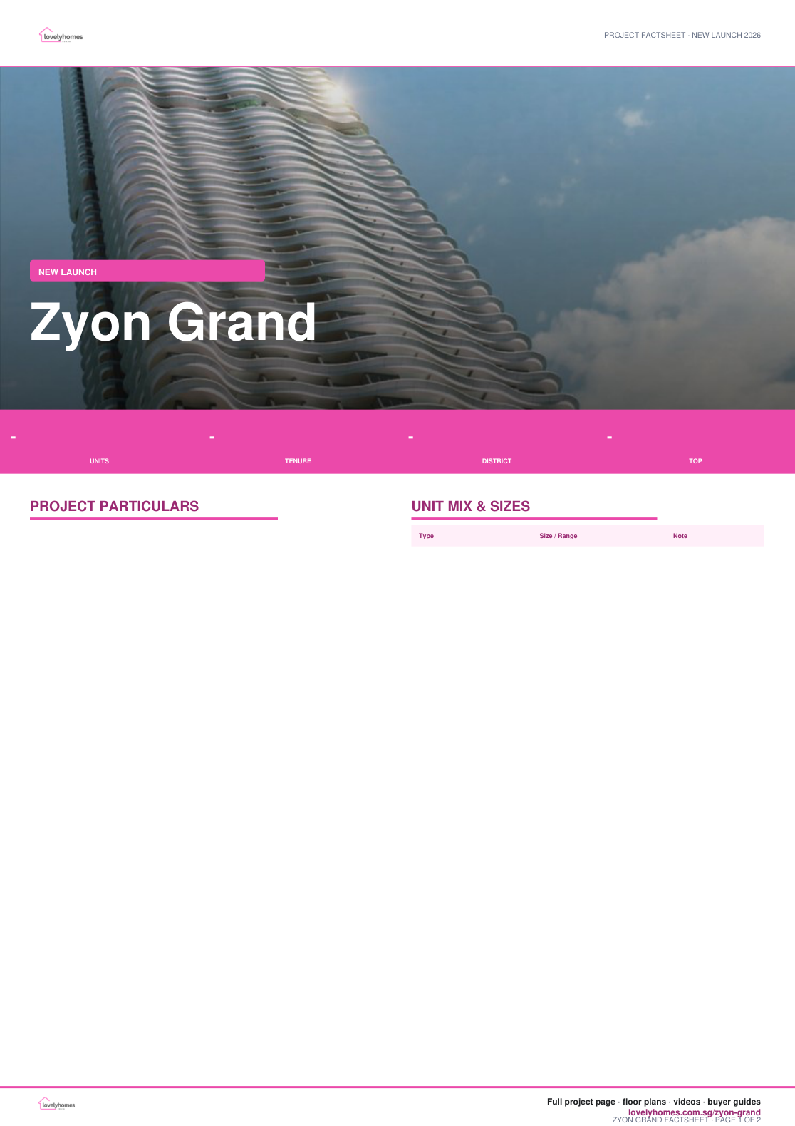 Zyon Grand LovelyHomes factsheet page 1 preview