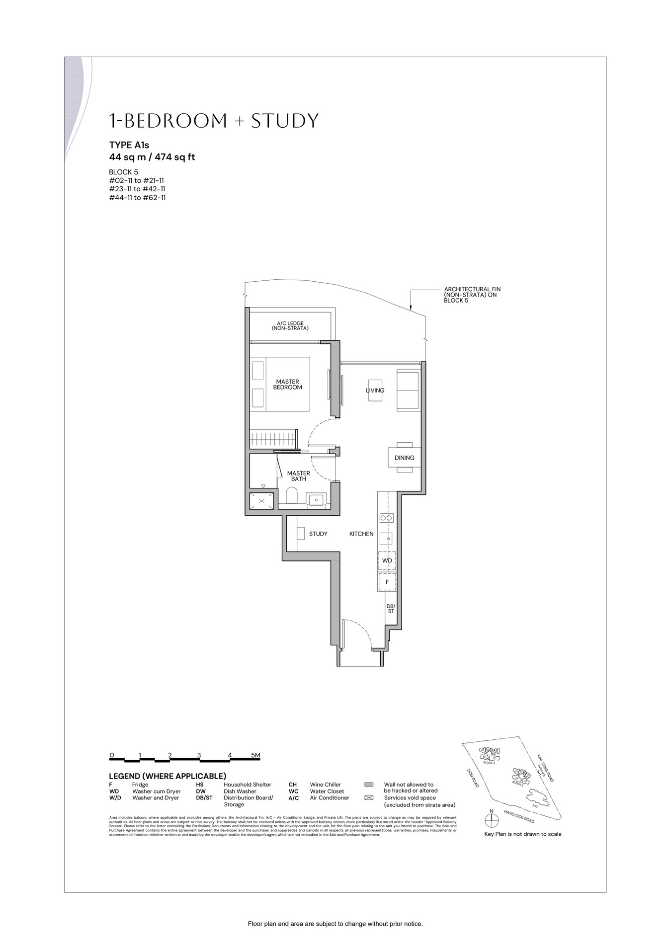 Zyon Grand 1 Bedroom + Study / 2 Bedroom floor plan