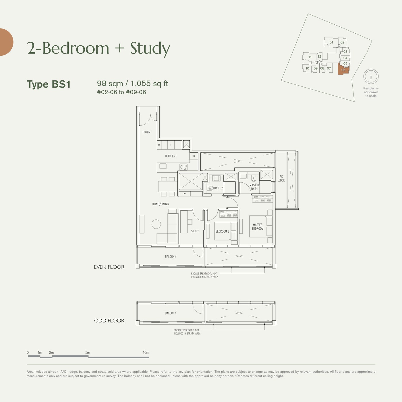 19 Nassim 2 Bedroom + Study Type BS1 floor plan