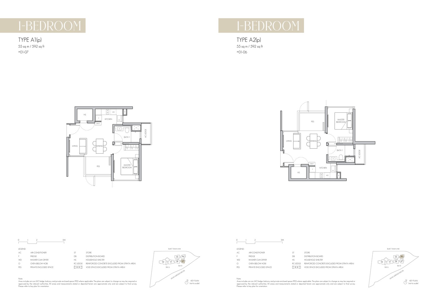 8@BT 1 Bedroom Type A1/A2 floor plan