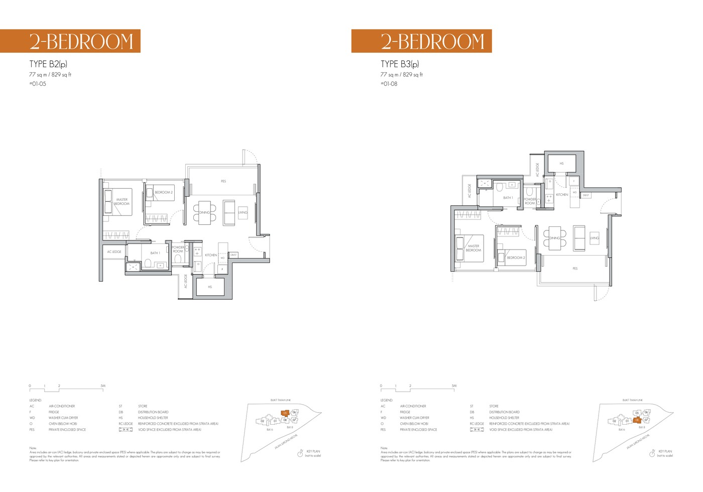 8@BT 2 Bedroom Type B1/B2 floor plan