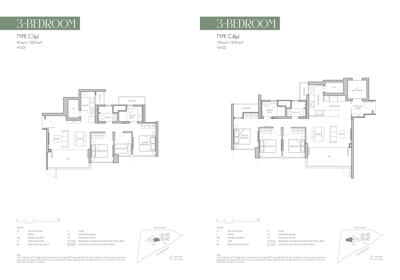 8@BT 3 Bedroom Type C1/C3 floor plan