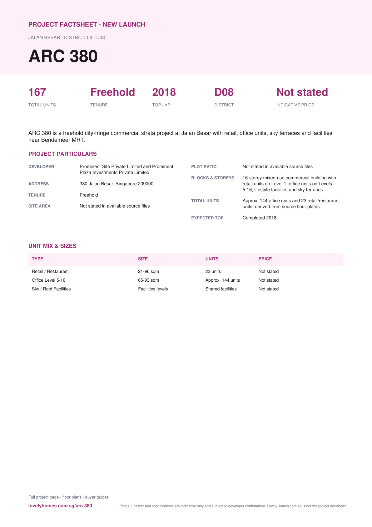 ARC 380 factsheet page 1