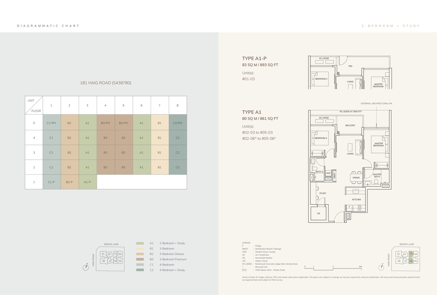 ARDOR Residence 2 Bedroom + Study Type A1 floor plan