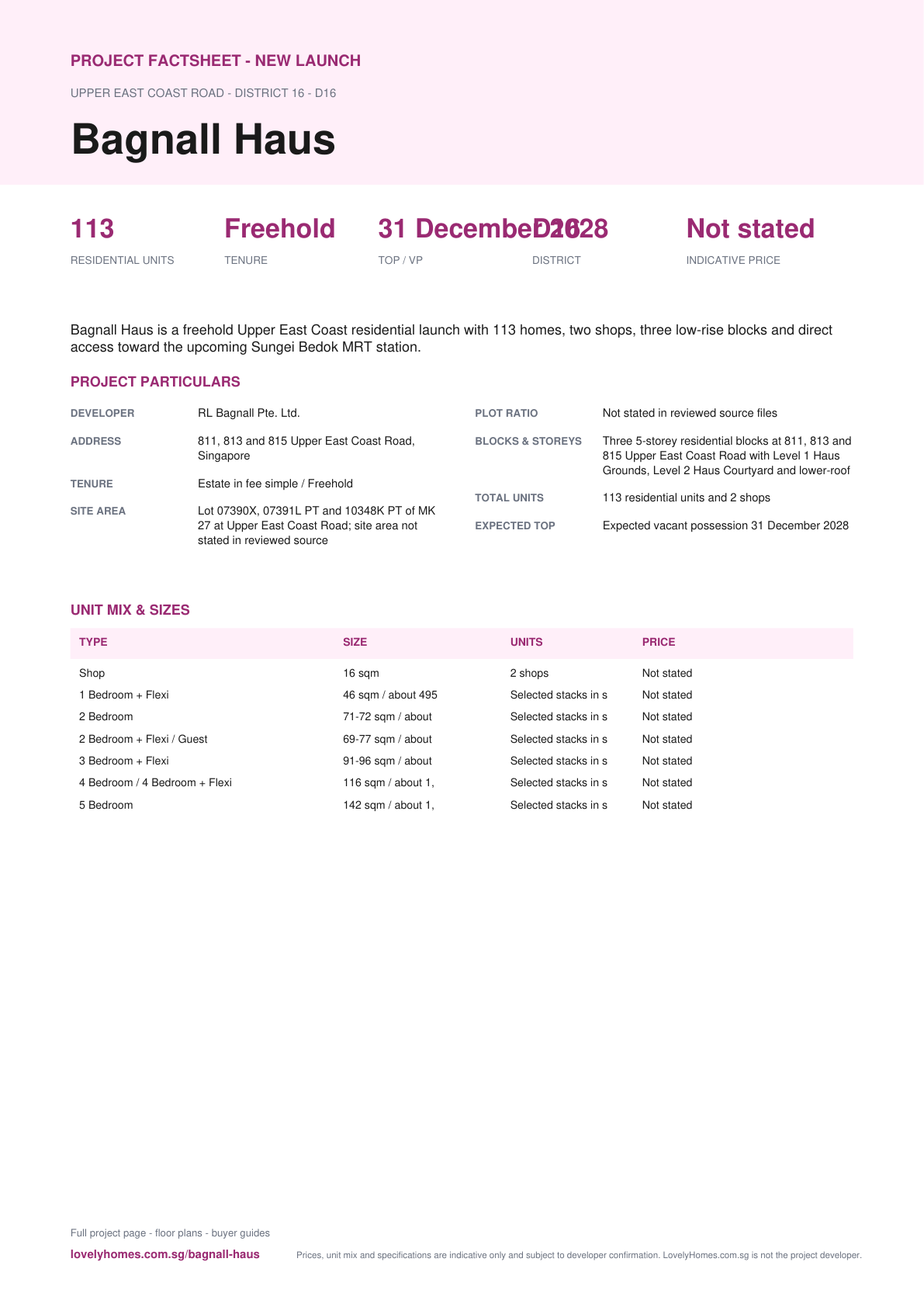 Bagnall Haus factsheet page 1