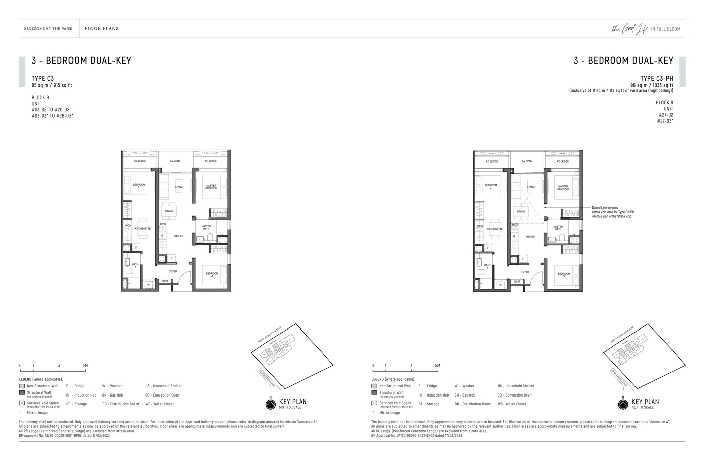 Blossoms By The Park 3 Bedroom Dual Key floor plan