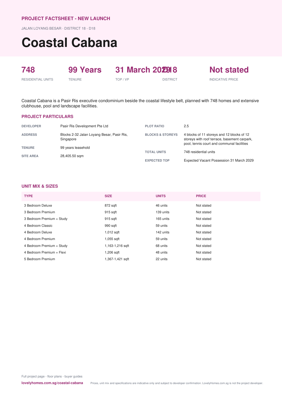 Coastal Cabana factsheet page 1