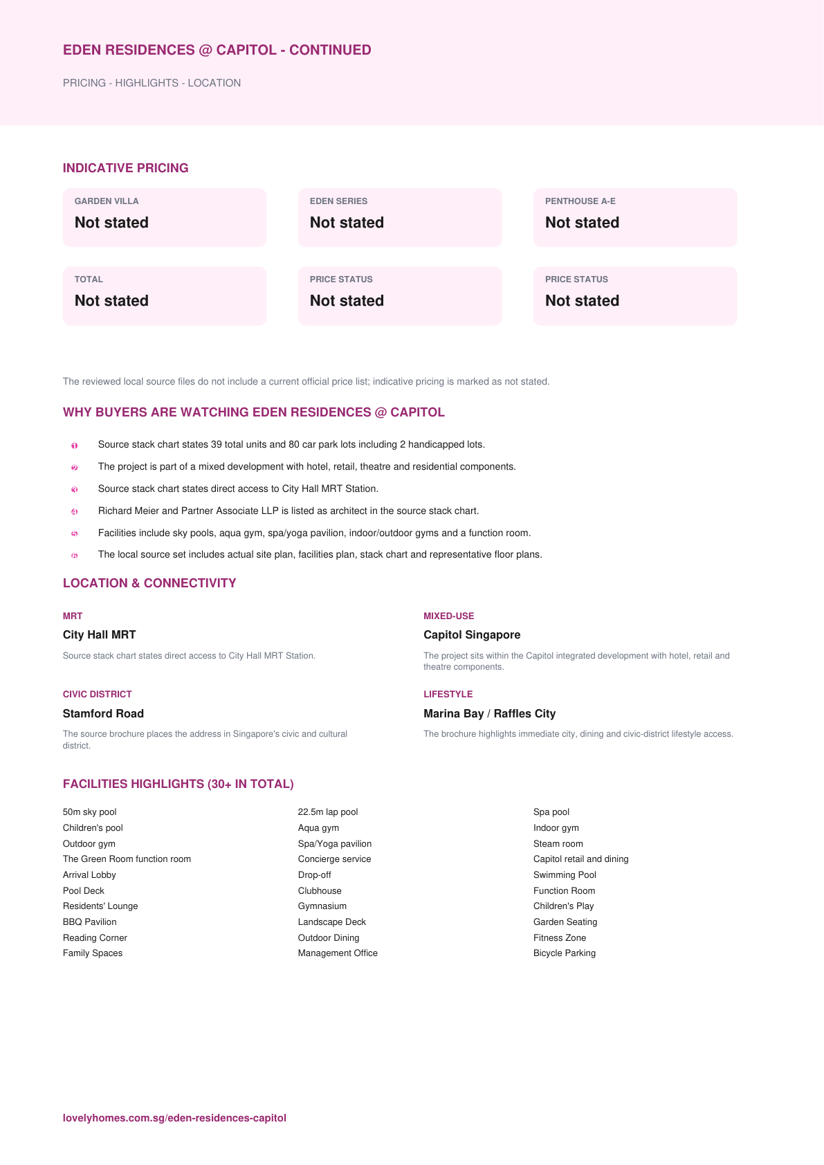 EDEN Residences @ CAPITOL factsheet page 2