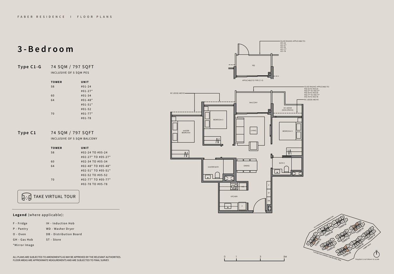 Faber Residence 3 Bedroom Type C1 representative floor plan