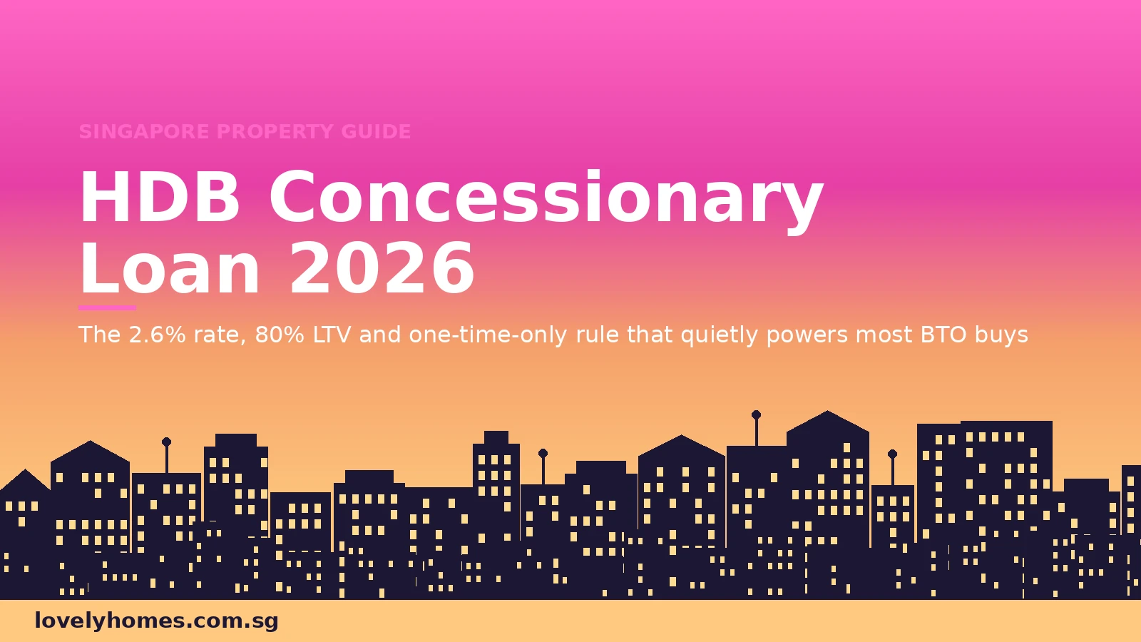 HDB Concessionary Loan Singapore 2026 — 2.6% rate, 80% LTV, two-loan lifetime cap explained