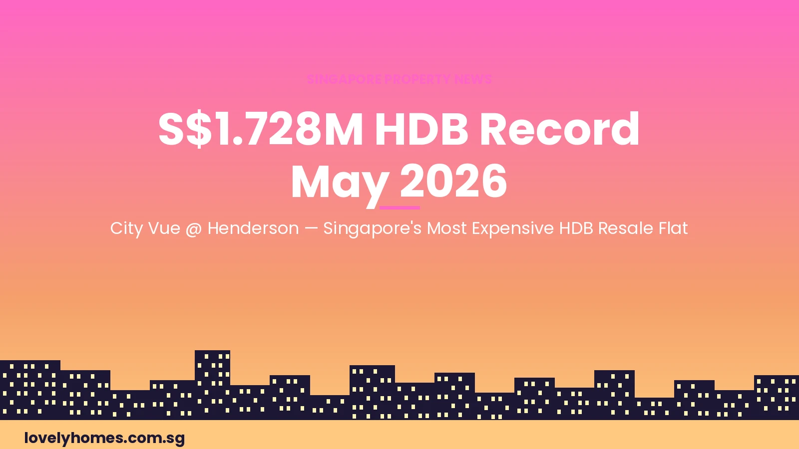 Singapore HDB resale record S.728 million City Vue Henderson May 2026