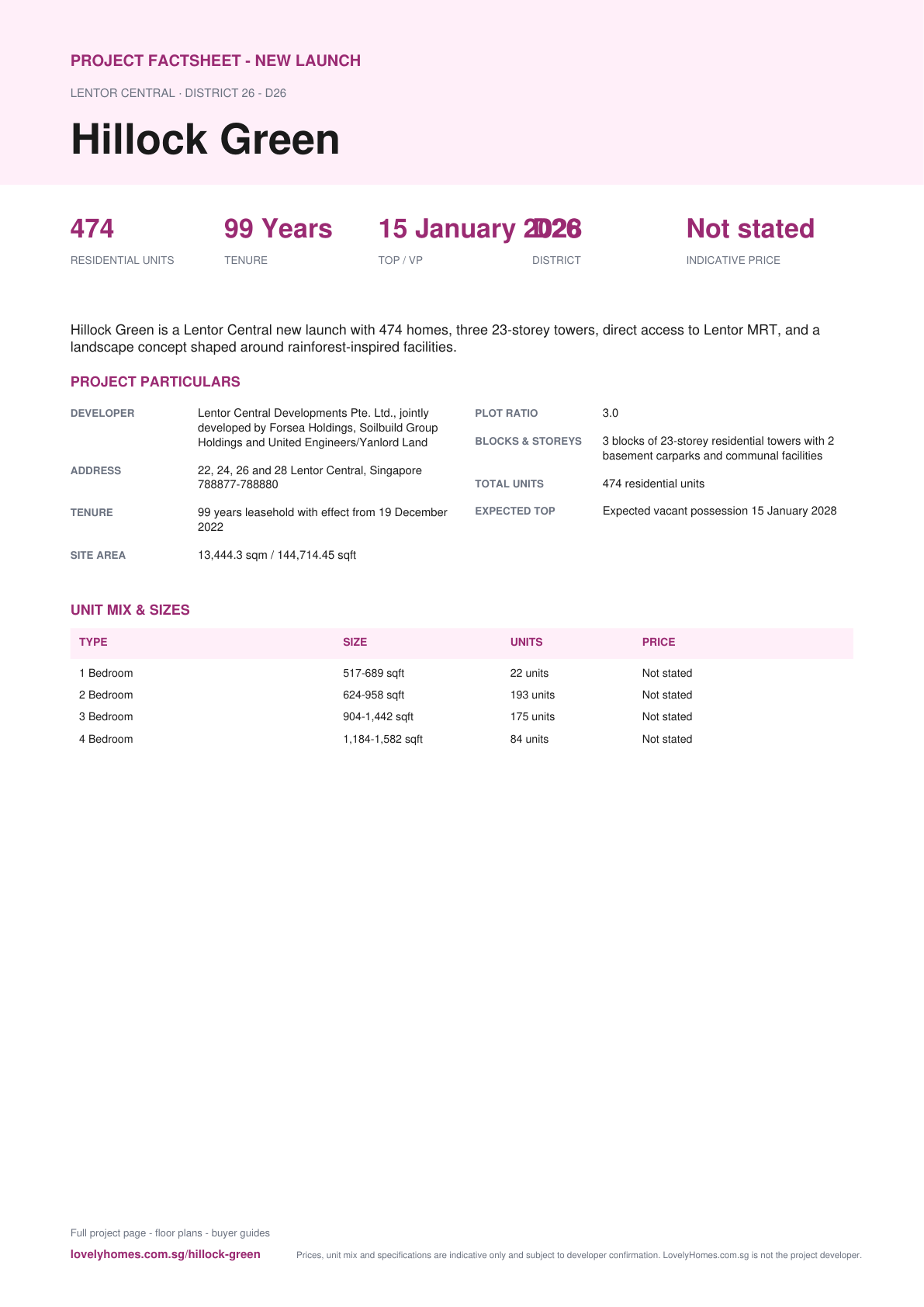 Hillock Green factsheet page 1