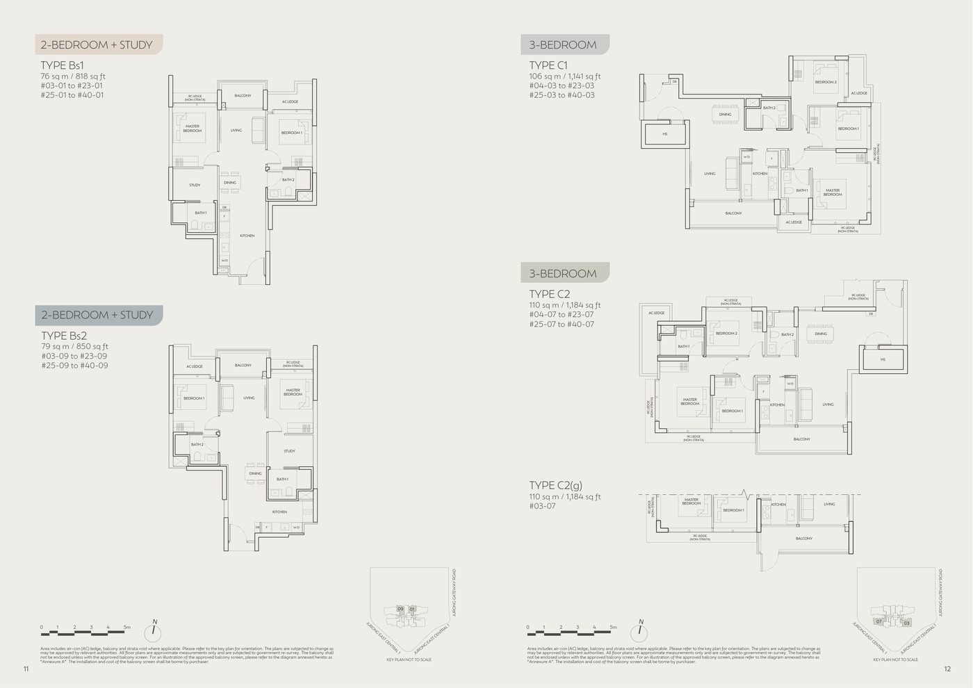 J'DEN 2 Bedroom + Study and 3 Bedroom floor plan