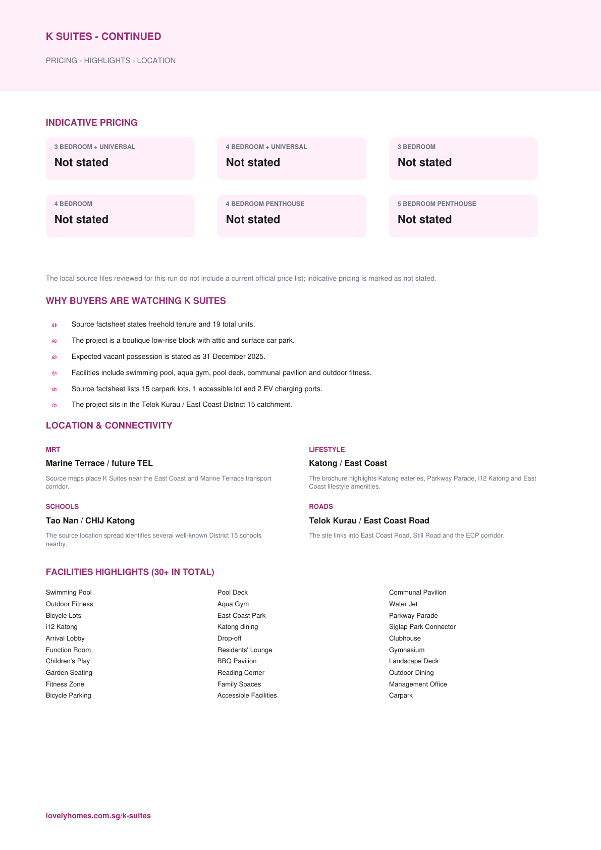 K Suites factsheet page 2