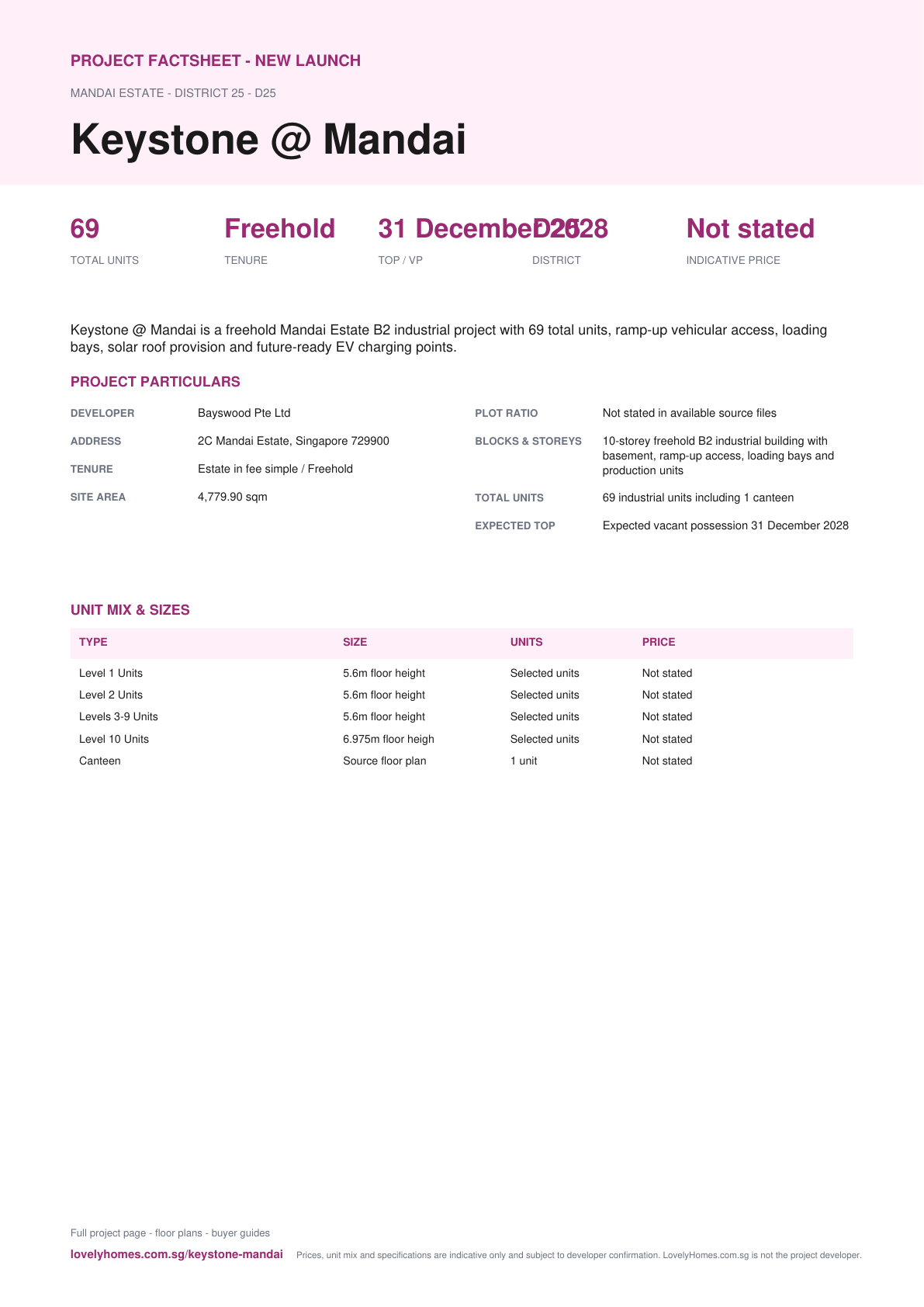 Keystone @ Mandai factsheet page 1