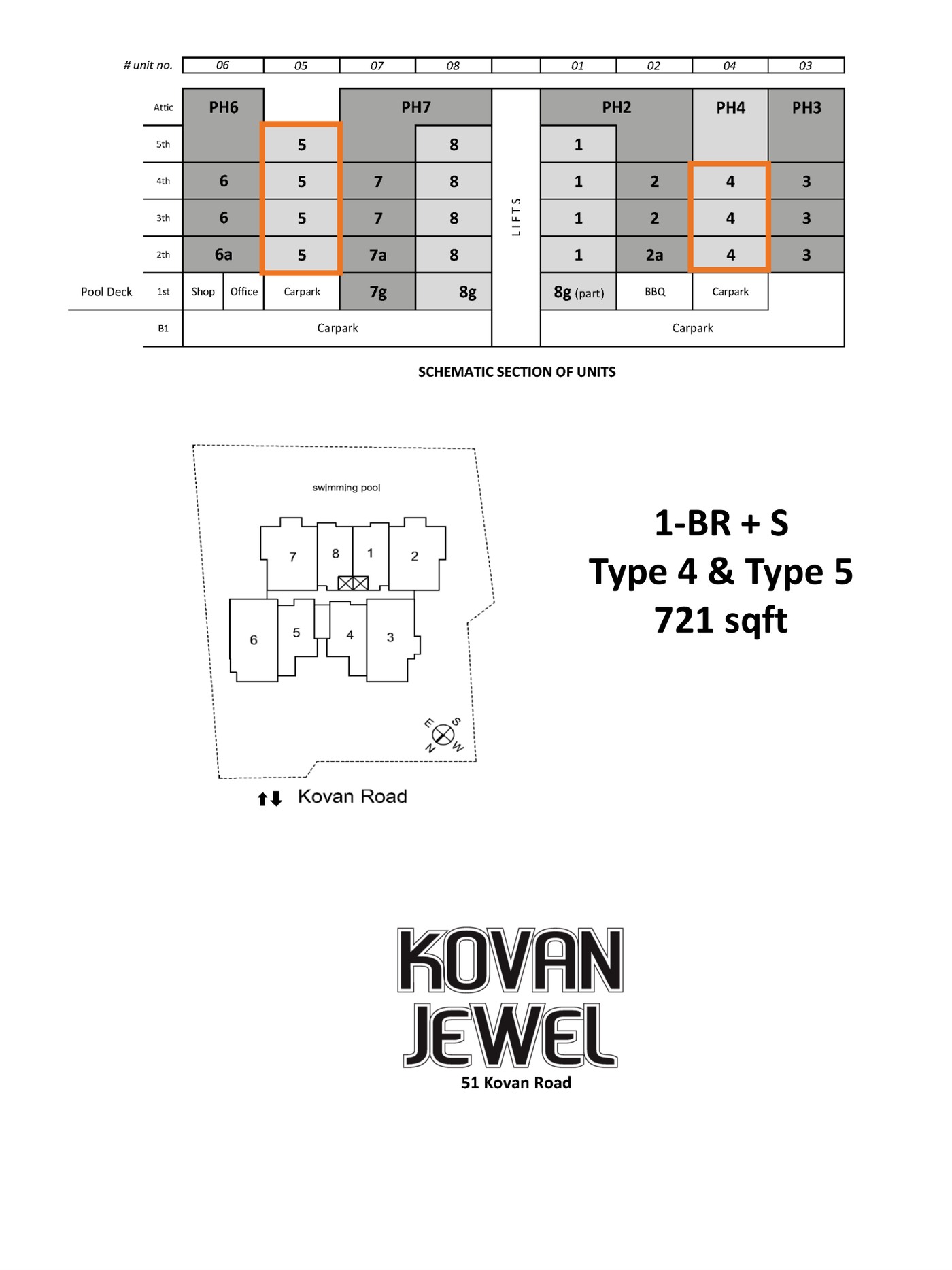 Kovan Jewel 1 Bedroom + Study Type 4 floor plan