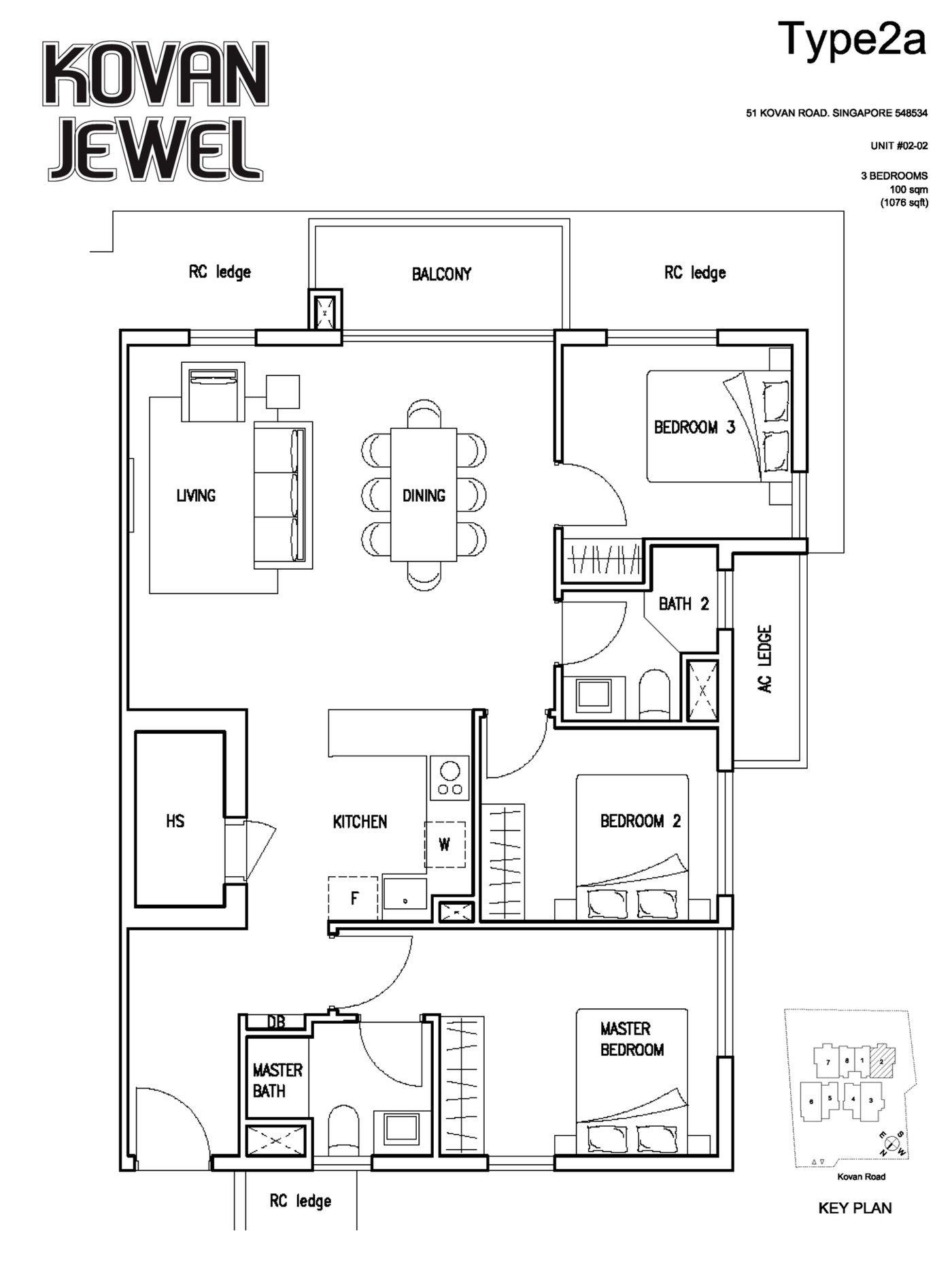 Kovan Jewel 3 Bedroom Type 2 floor plan