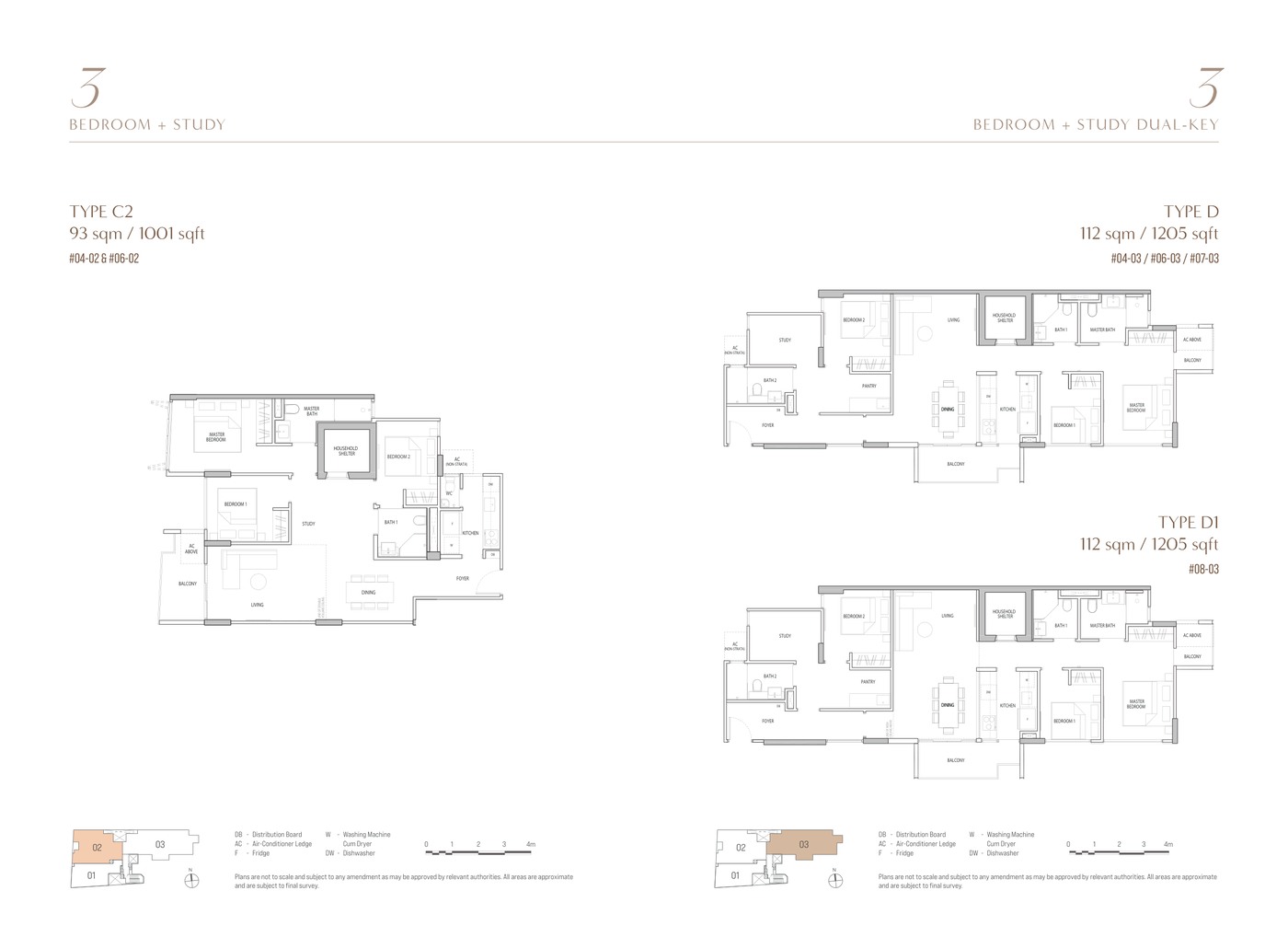 OCHO 3 Bedroom + Study and Dual-Key floor plan