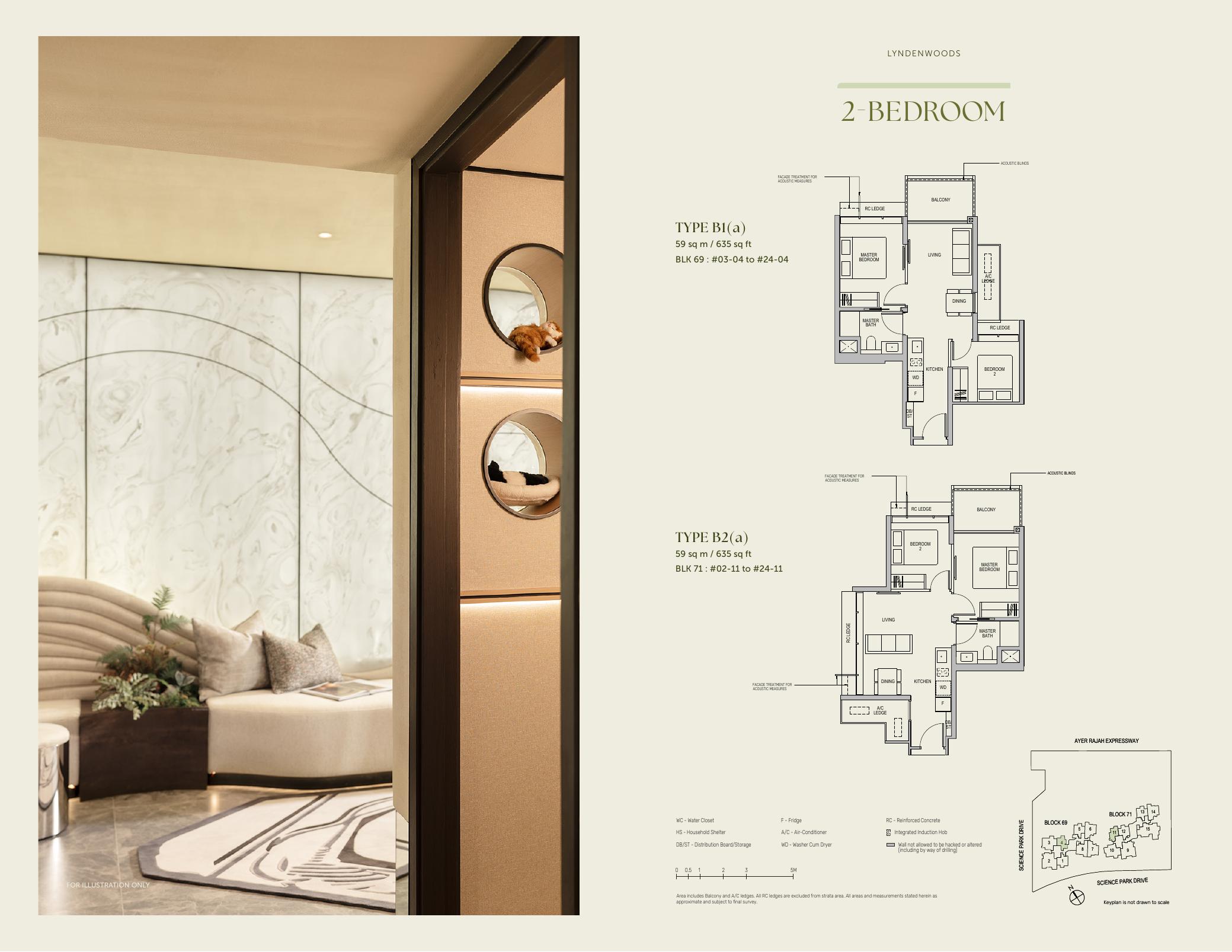 LyndenWoods 2 Bedroom Type B1/B2 source floor plans