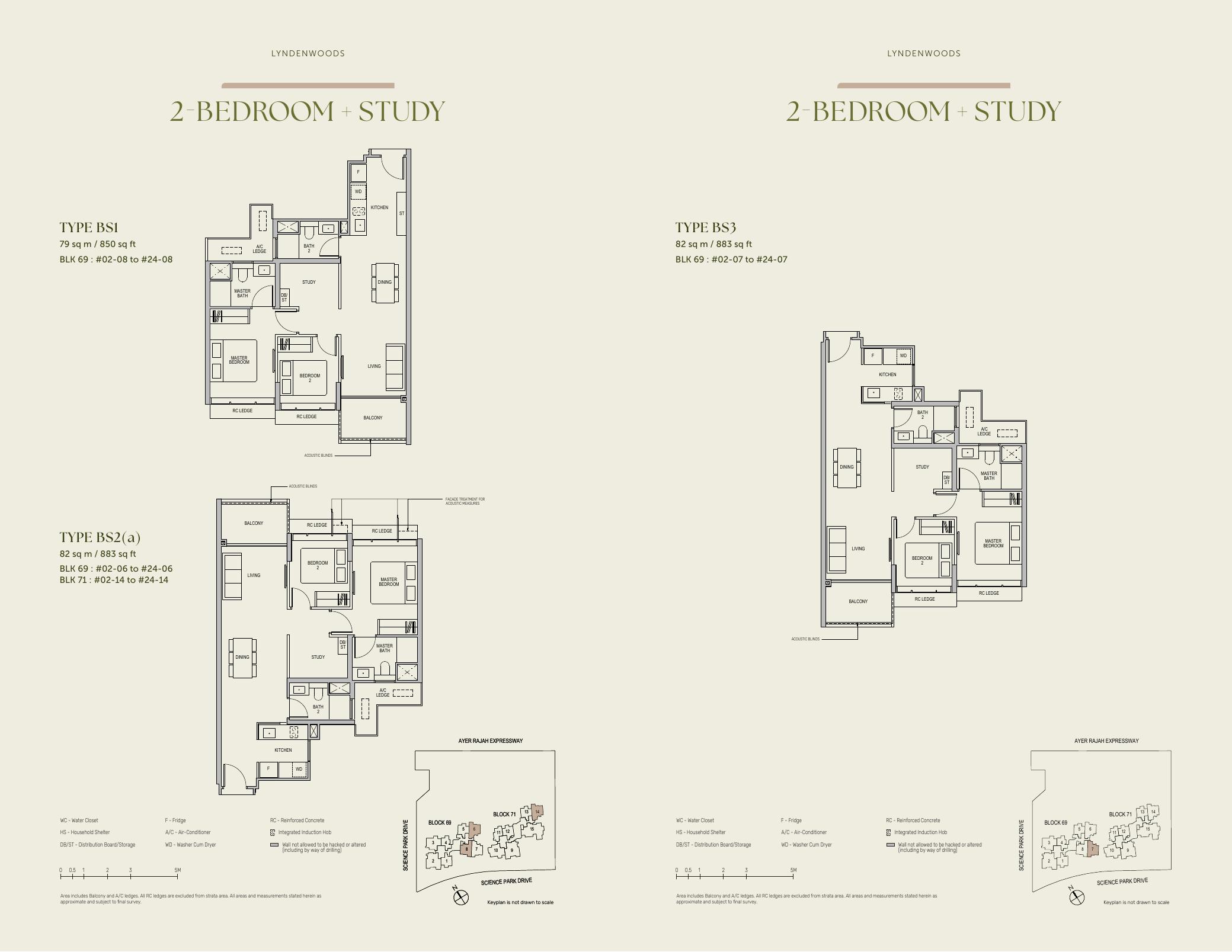 LyndenWoods 2 Bedroom plus Study Type BS1/BS3 source floor plans