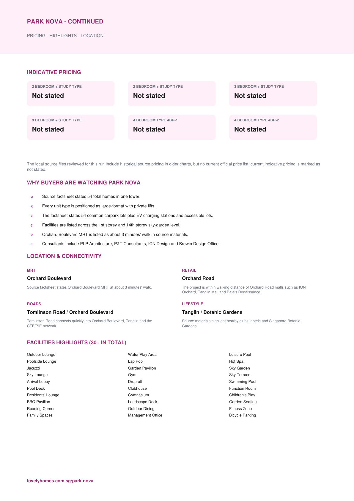 Park Nova factsheet page 2