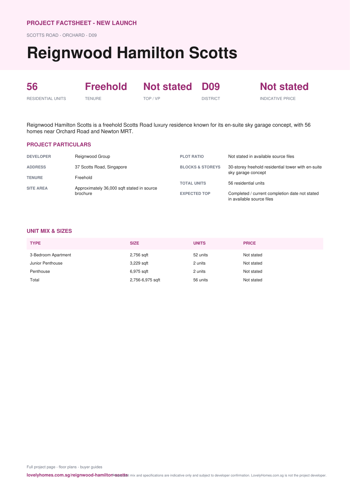 Reignwood Hamilton Scotts factsheet page 1