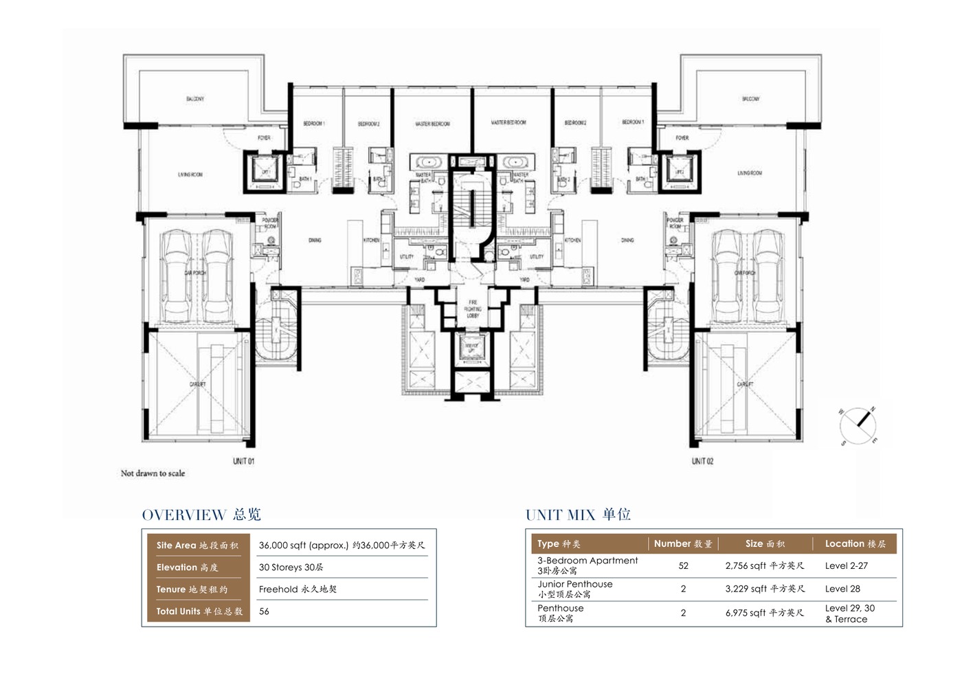 Reignwood Hamilton Scotts Unit Mix and Elevation Overview floor plan