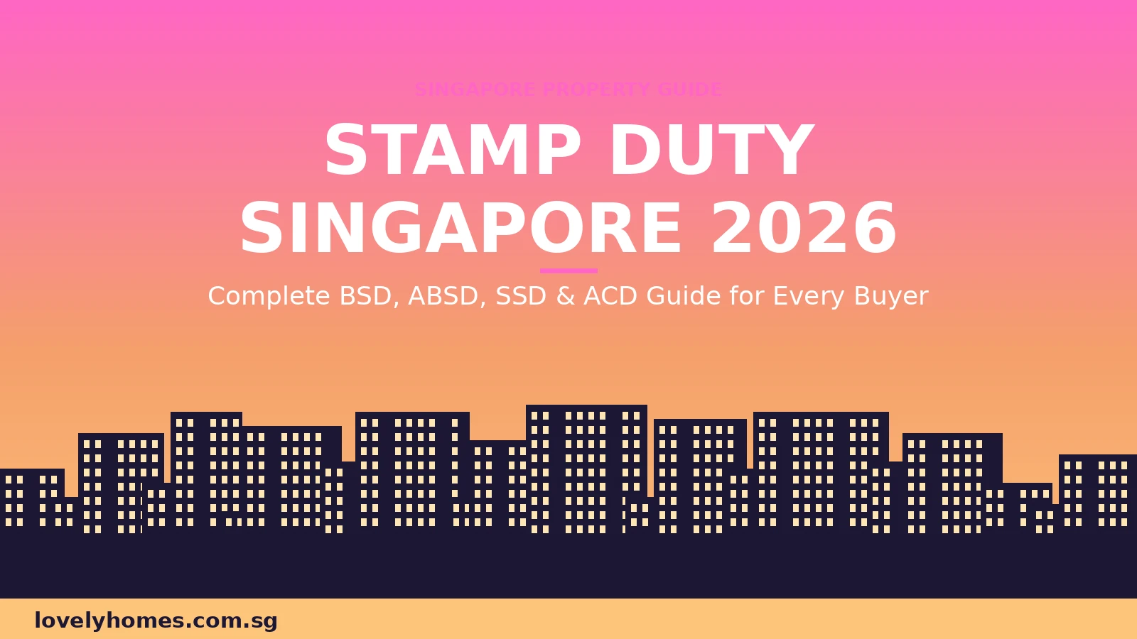 Singapore stamp duty complete guide 2026 — BSD, ABSD, SSD and ACD explained