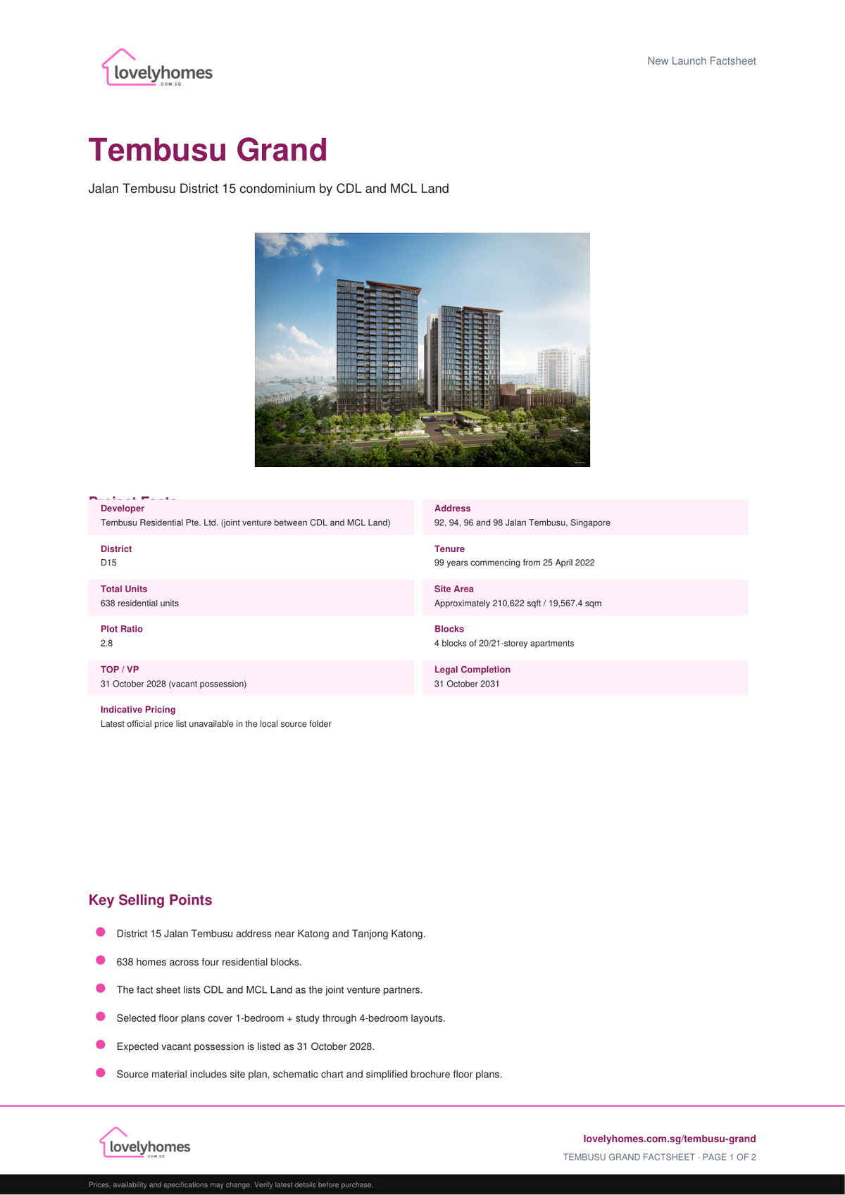 Tembusu Grand factsheet page 1 preview