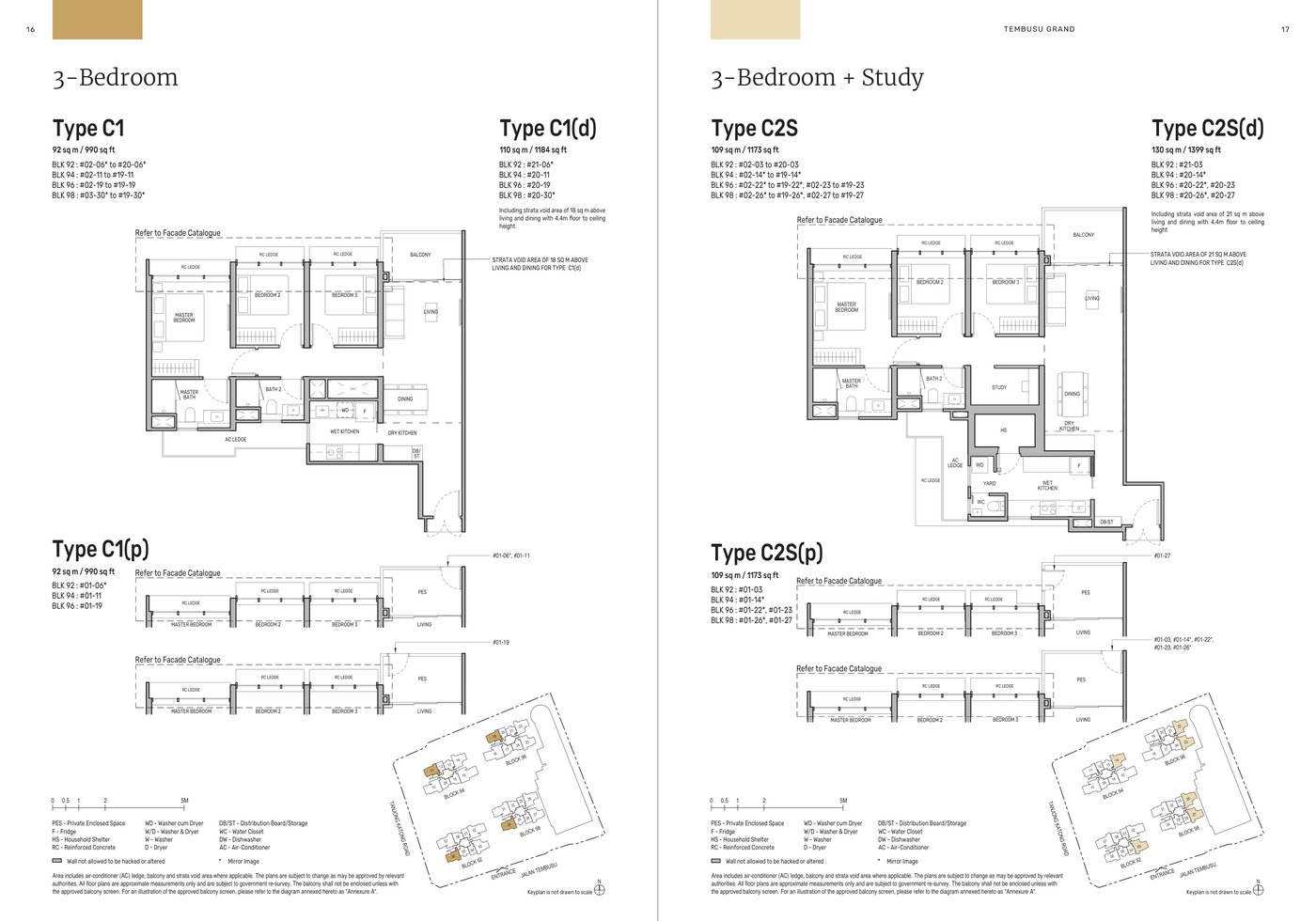 Tembusu Grand 3 Bedroom / 3 Bedroom + Study floor plan