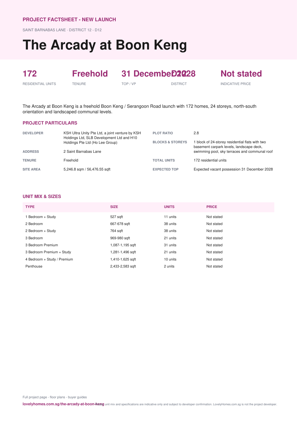 The Arcady at Boon Keng factsheet page 1