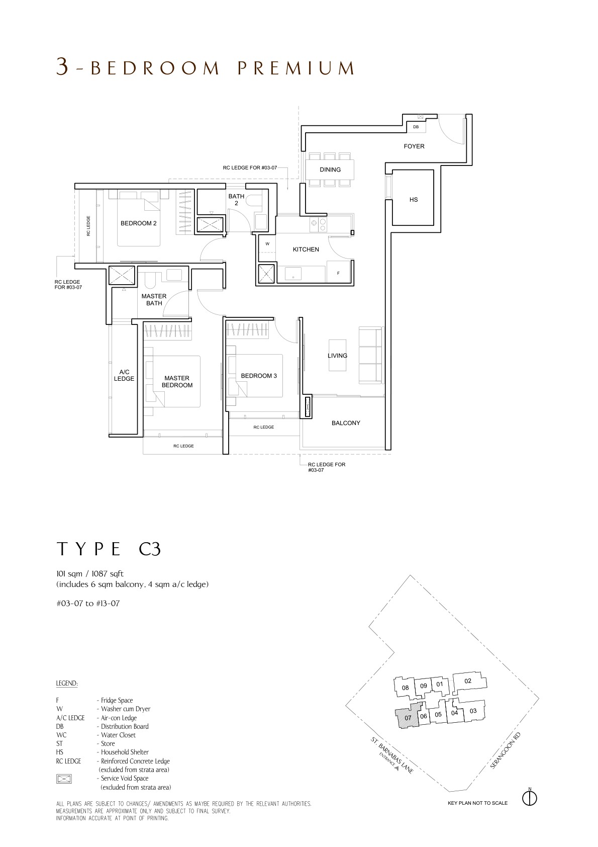 The Arcady at Boon Keng 3 Bedroom Premium Type C3 floor plan