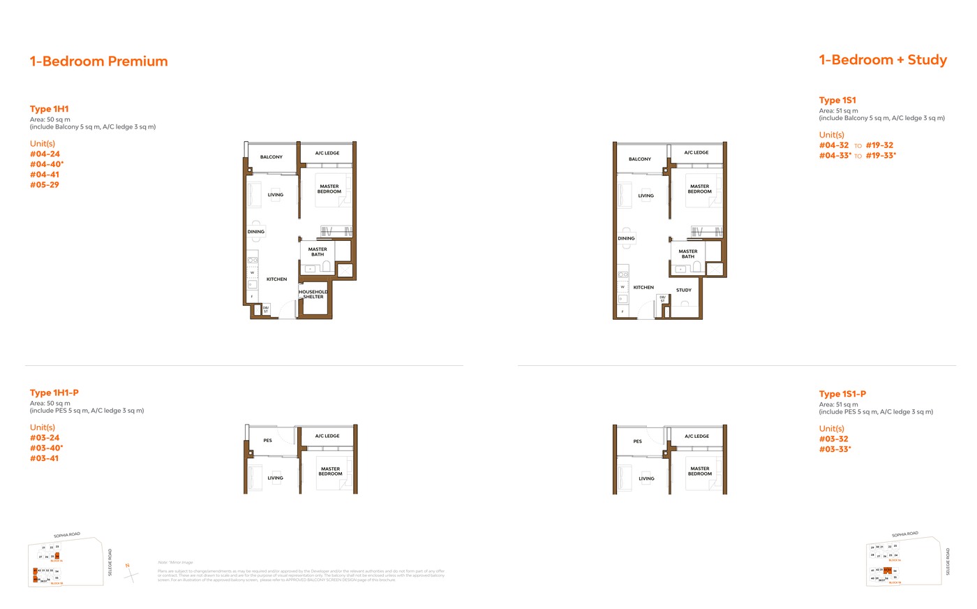 The Collective at One Sophia 1 Bedroom + Study floor plan