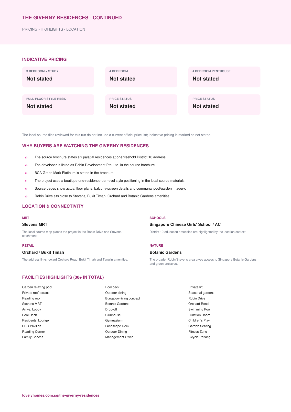 The Giverny Residences factsheet page 2