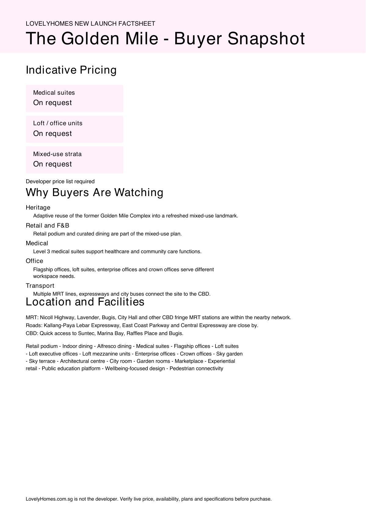 The Golden Mile factsheet page 2