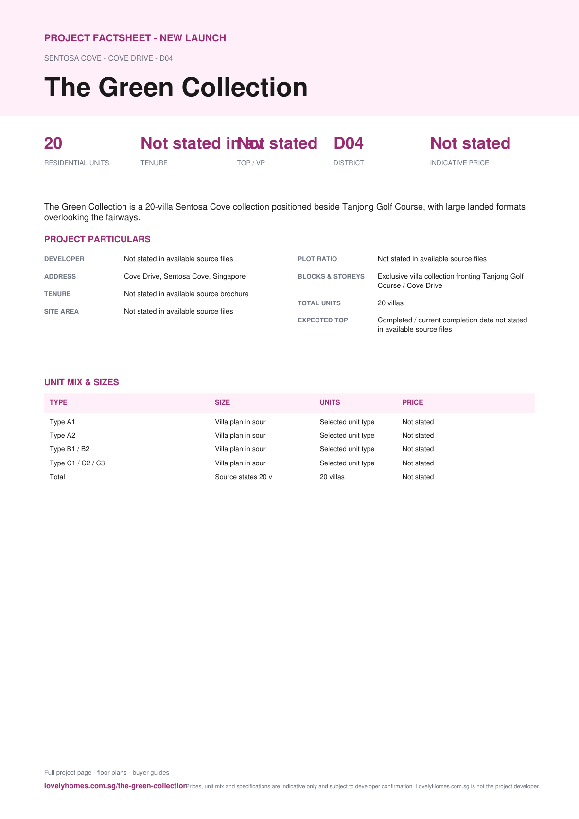 The Green Collection factsheet page 1