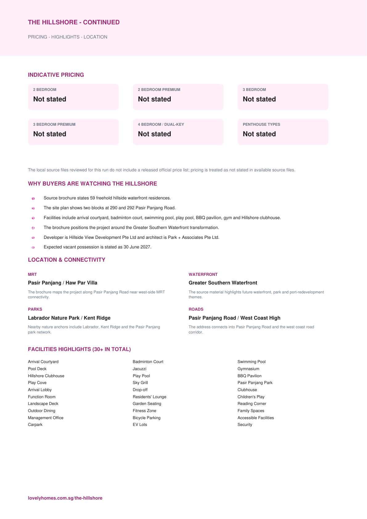 The Hillshore factsheet page 2
