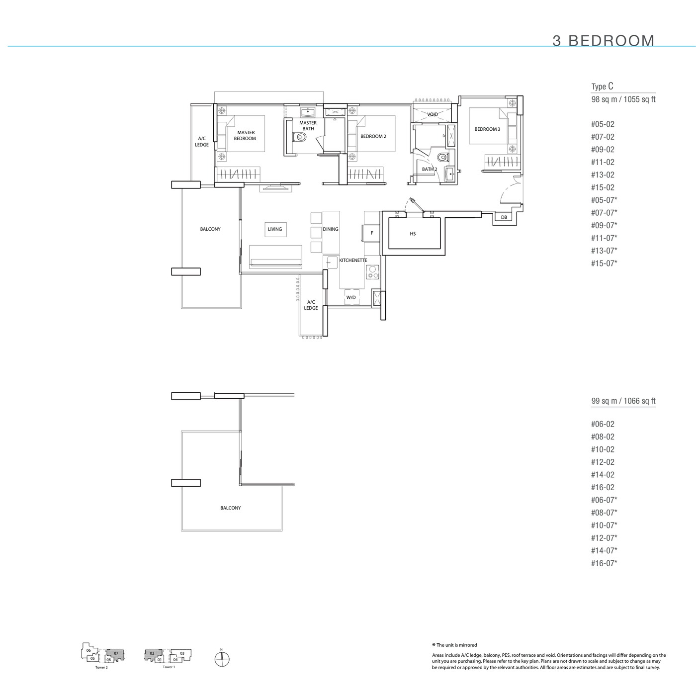 The Line @ Tanjong Rhu 3 Bedroom larger format floor plan