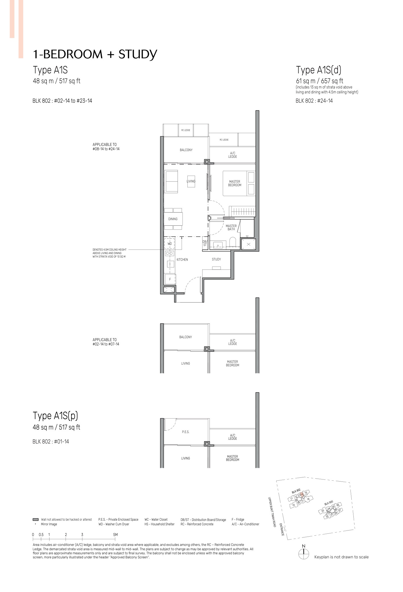 The Myst 1 Bedroom + Study floor plan