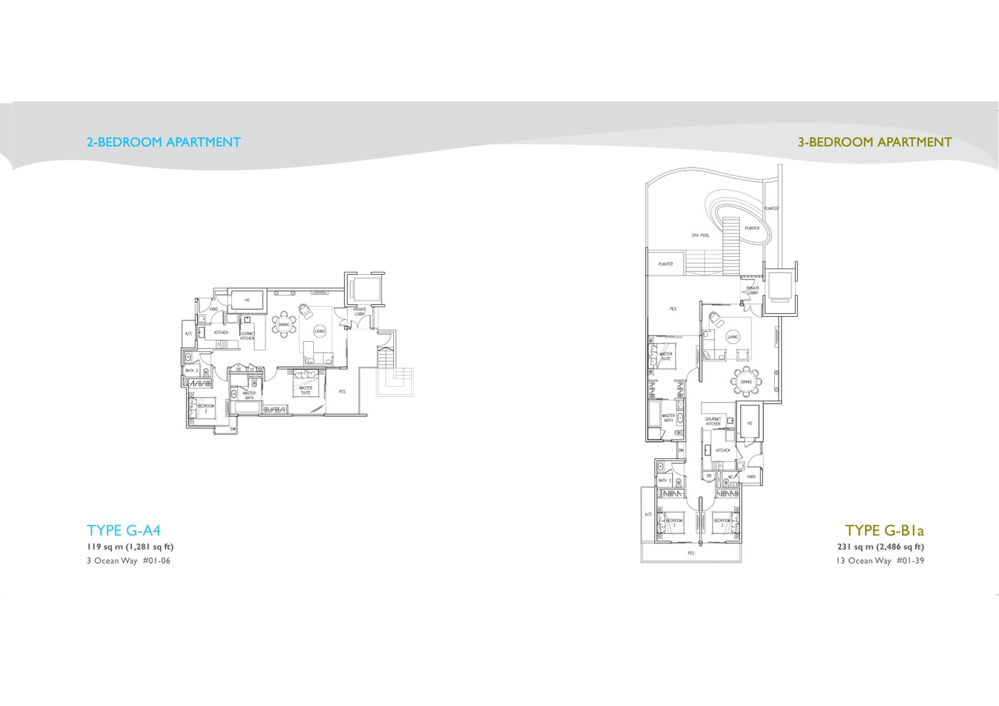 The Residences at W Singapore Sentosa Cove 3 Bedroom Type B1/B2 floor plan