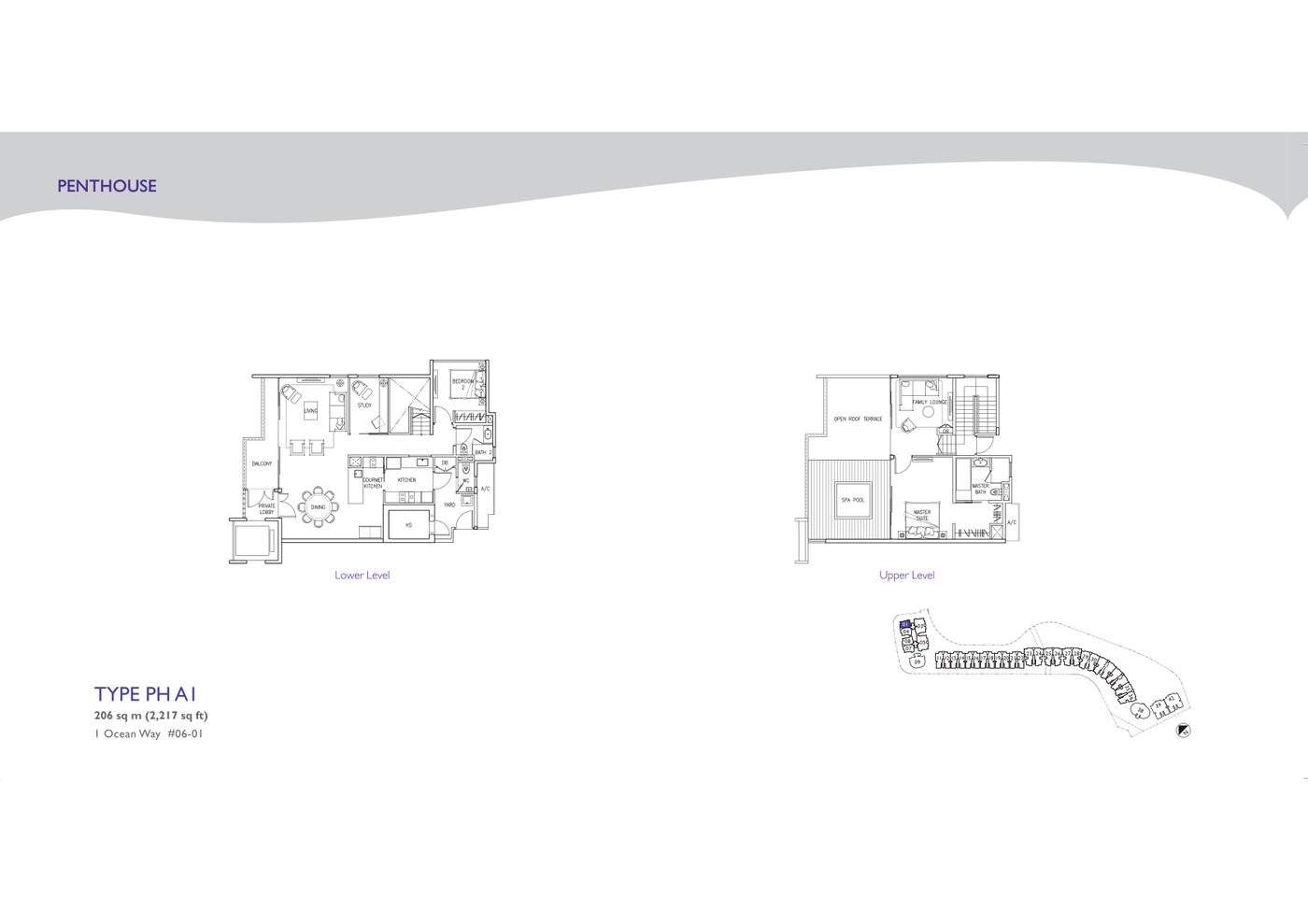 The Residences at W Singapore Sentosa Cove Penthouse Type PHA1 floor plan