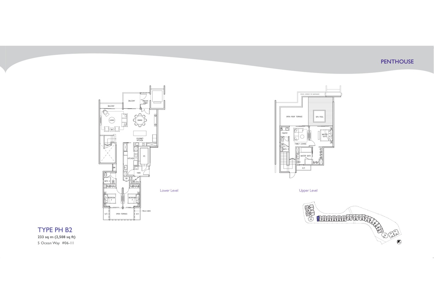 The Residences at W Singapore Sentosa Cove Penthouse Type PHB1 floor plan