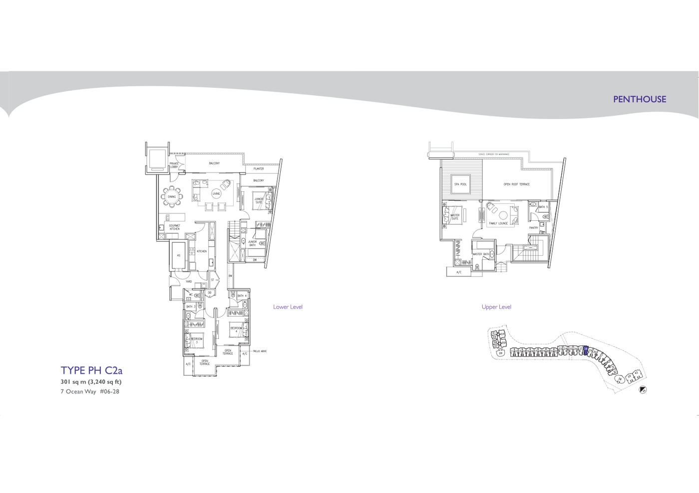 The Residences at W Singapore Sentosa Cove Penthouse Type PHC floor plan